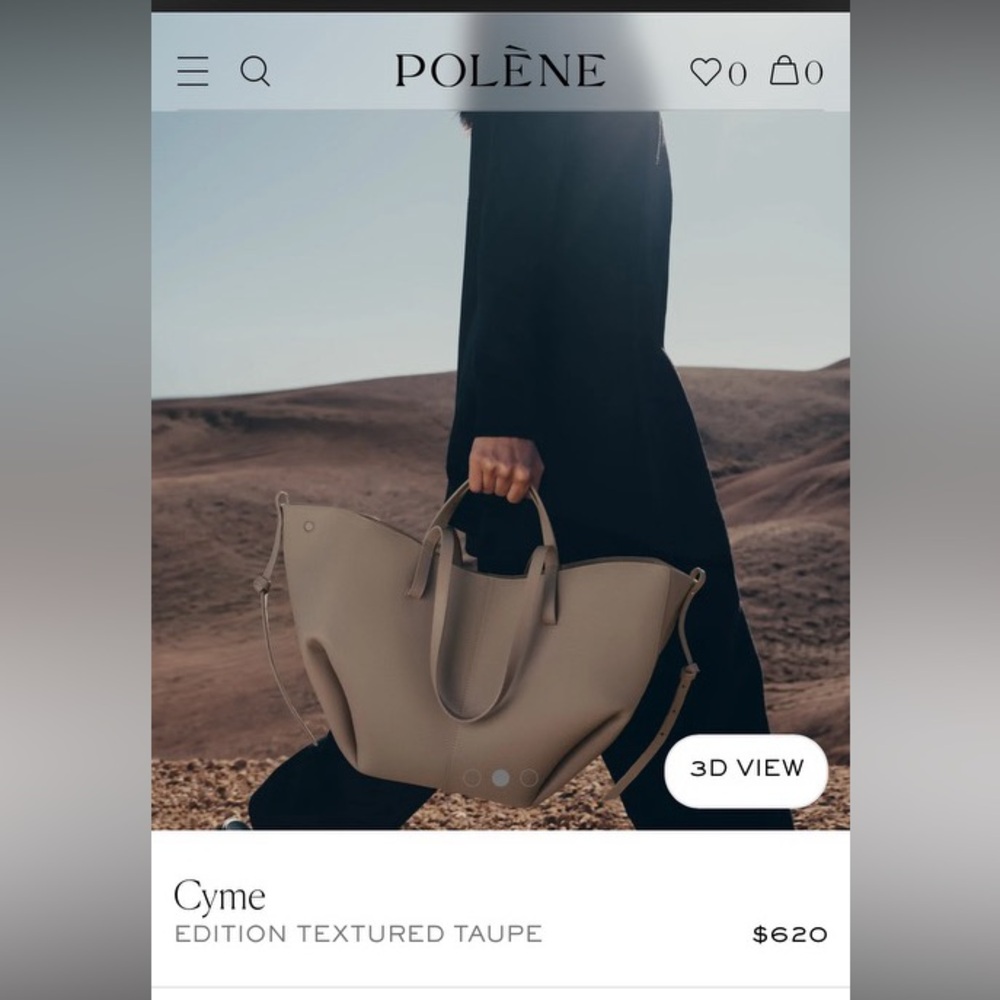 Polene Cyme Textured Taupe Leather Tote - Picture 16 of 16